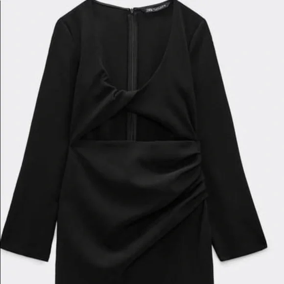 Zara | Dresses | Zara Black Twist Front Cut Out Mini Dress | Poshmark